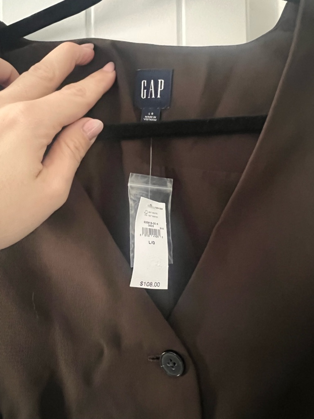 GAP Brown Sleeveless Button Vest - Picture 4 of 7